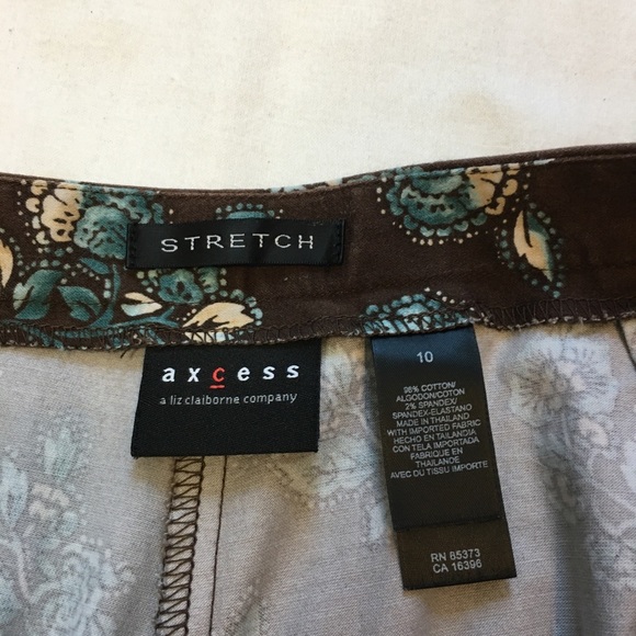 VTG Y2K Axcess Brown Floral Print Capris, 10 - Picture 5 of 6